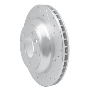 Audi Q7 Brake Rotor (1) - Rear Right - R1 Concepts - Drilled & Slotted - Silver - `03-`18